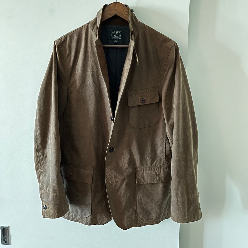 J. Crew x Halley Stevensons Waxed Cotton Canvas Blazer Small